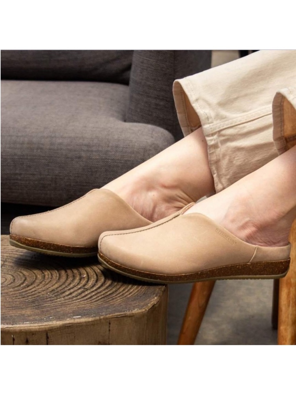 Stegmann Women’s Maria Leather Mules Size 10 in Ecru